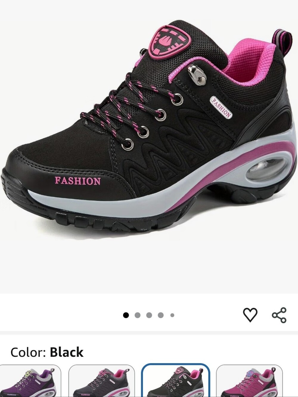 Hhhchpm Women's Black and Pink Athletic Sneakers
